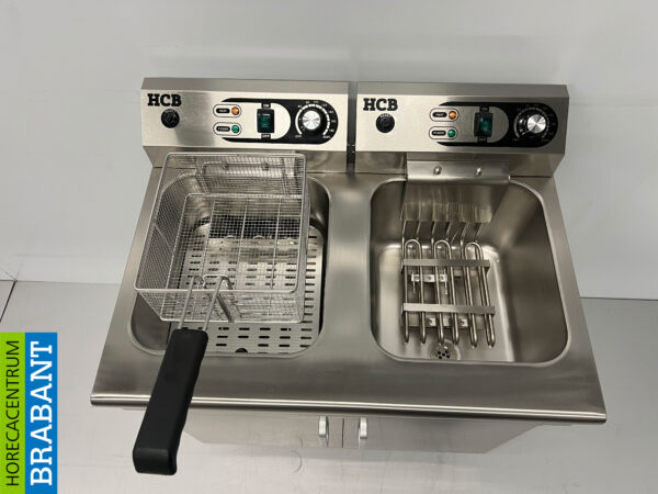 HCB Stainless Steel Double Fryer Frying 2 x 16 liters 400V Catering - Image 6