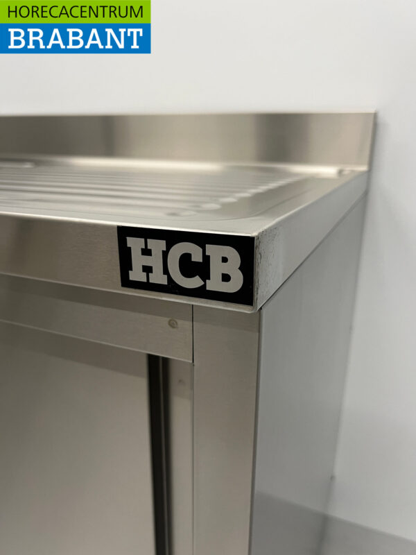 Stainless steel Sink Table Double Sinks 2 sliding doors Premium-line 180 cm Catering - Image 6