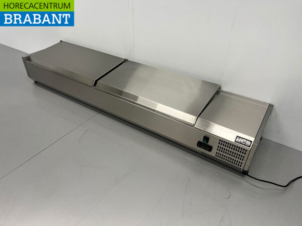 HCB stainless steel Top-up display case Top-up refrigerated display case saladière 8 x 1/3 GN 180 cm Horeca - Image 2