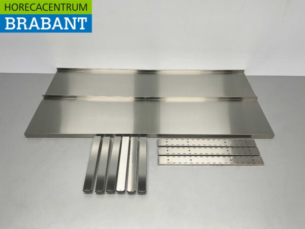 Stainless steel Double wall shelf shelf 180 x 40 cm Horeca