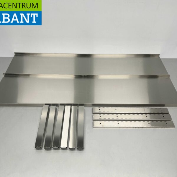 Stainless steel Double wall shelf shelf 180 x 40 cm Horeca