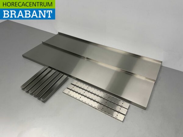 Stainless steel Double wall shelf shelf 180 x 40 cm Horeca - Image 2