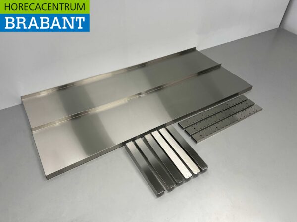 Stainless steel Double wall shelf shelf 180 x 40 cm Horeca - Image 3