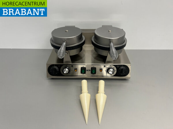 Stainless steel Double Waffle Iron with timer syrup waffle ice cream cone 230V Catering
