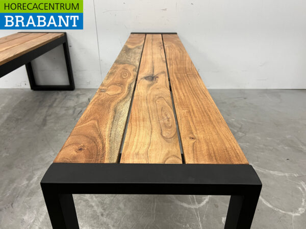 Bolero set of 2 steel benches with wooden seat Catering - Image 4