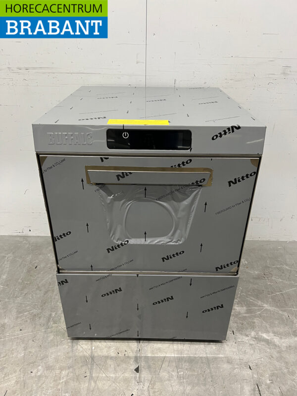 Stainless steel Buffalo Dishwasher with drain pump and gloss and rinse agent dispenser 400V Horeca