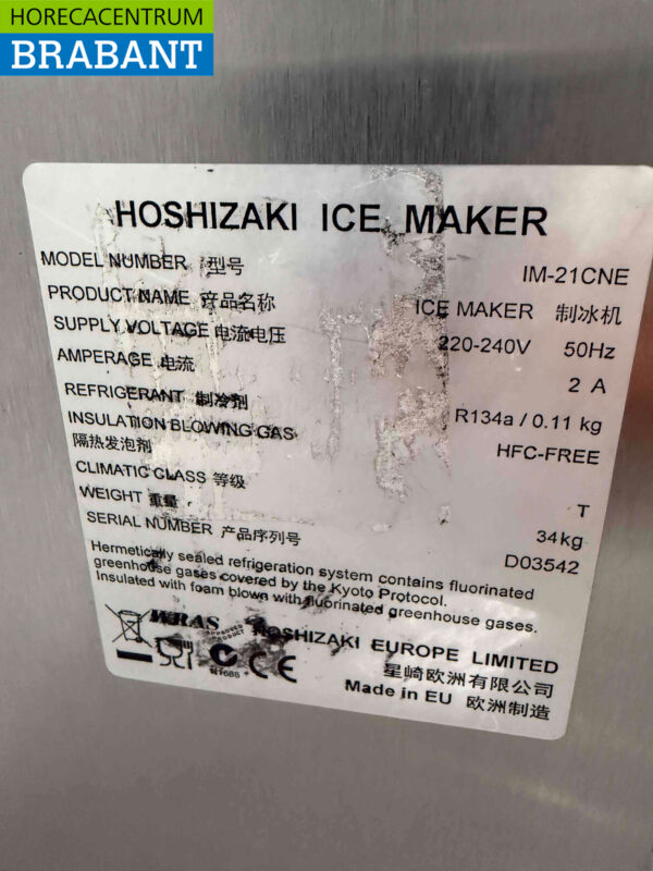 Stainless steel Hoshizaki IM-21CNE with 11.5 kg bunker Produces 25 kg per day 230V Horeca - Image 5