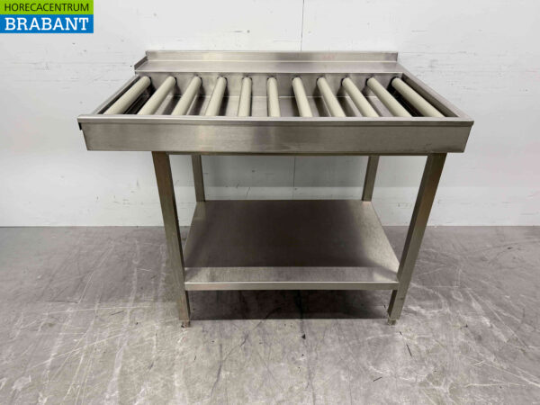Stainless steel draining table / roller conveyor tbv pass through dishwasher 100,5 cm Horeca