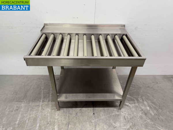 Stainless steel draining table / roller conveyor tbv pass through dishwasher 100,5 cm Horeca - Image 2