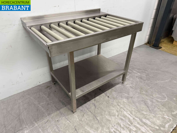 Stainless steel draining table / roller conveyor tbv pass through dishwasher 100,5 cm Horeca - Image 3