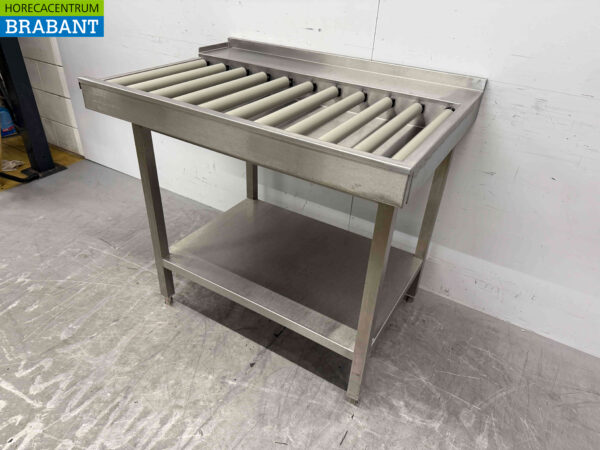 Stainless steel draining table / roller conveyor tbv pass through dishwasher 100,5 cm Horeca - Image 4