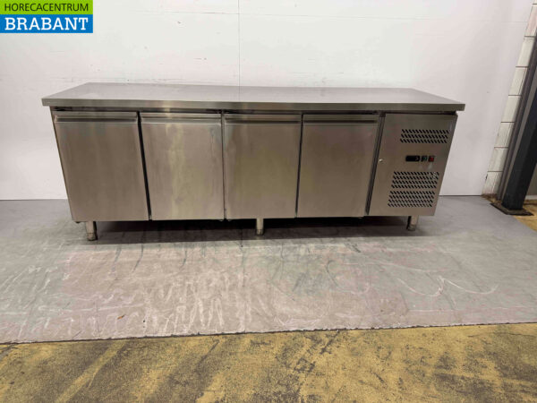 Stainless steel Refrigerated Workbench 4 doors 223 cm 230V Catering