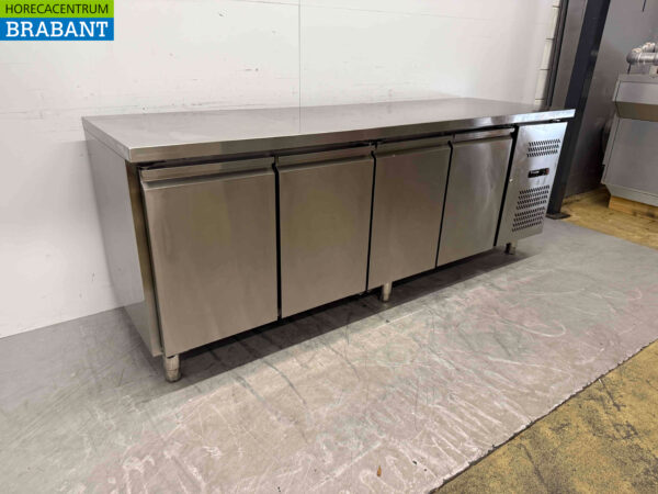 Stainless steel Refrigerated Workbench 4 doors 223 cm 230V Catering - Image 3
