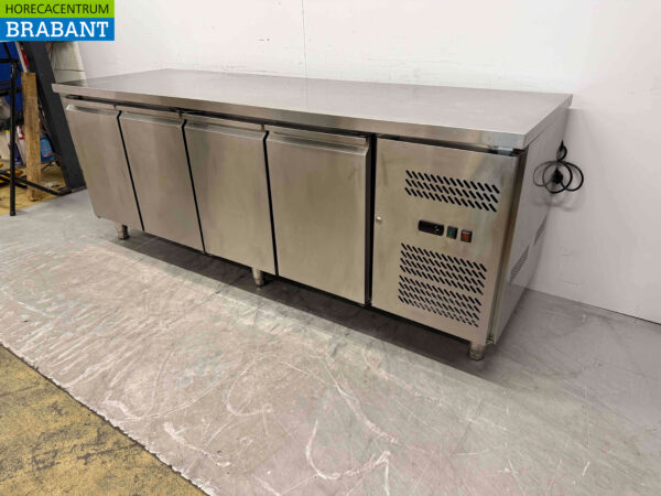 Stainless steel Refrigerated Workbench 4 doors 223 cm 230V Catering - Image 2