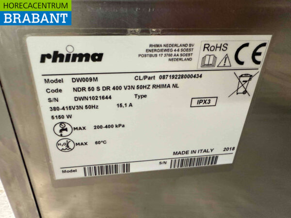 Stainless steel Rhima DR50 Dishwasher 230V Catering - Image 6