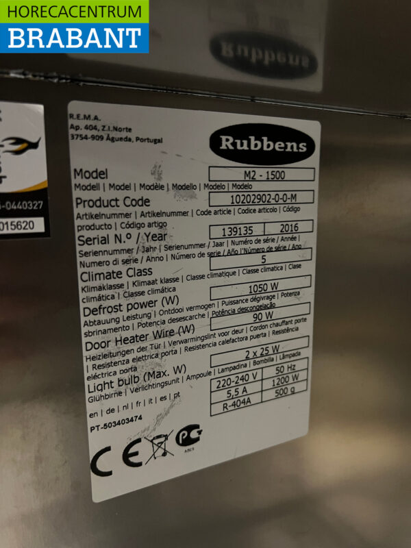Stainless steel Rubbens Double Door Freezer 1400 liters 230V Horeca - Image 5