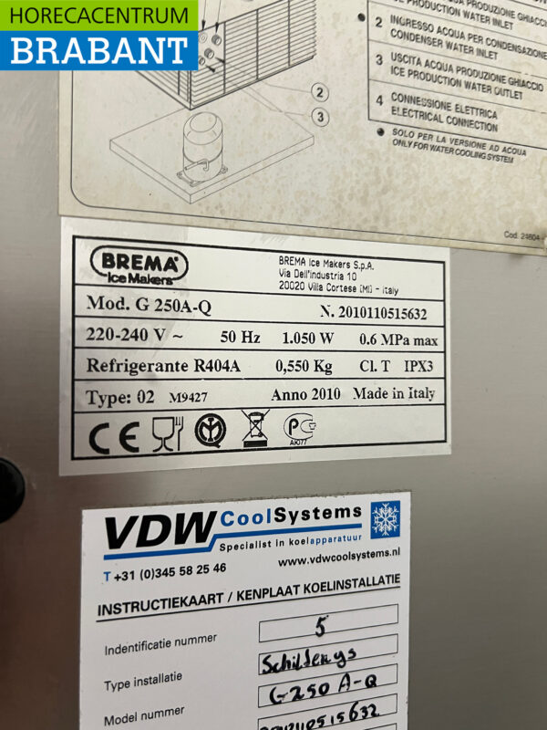 Stainless steel Brema G 250A Q Peeling ice machine 250 kg per day 230V Horeca - Image 4