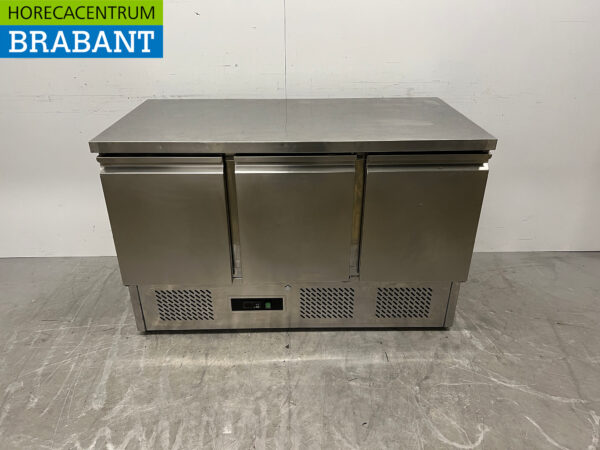 Stainless steel Saro Refrigerated Workbench 3 doors 136 cm 230V Catering