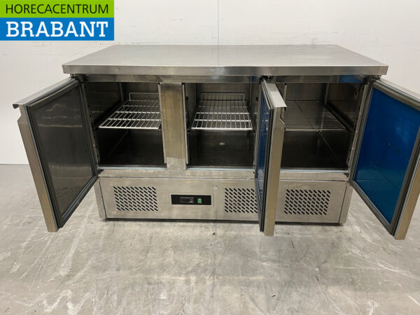 Stainless steel Saro Refrigerated Workbench 3 doors 136 cm 230V Catering - Image 4