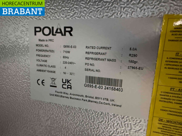 Stainless steel Polar G595 Double-door 2-door Refrigerator 1200 liters 230V Horeca - Image 5