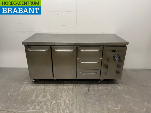 Stainless steel Gram Mobile Refrigerated Workbench 2 doors and 3 drawers 172.5 cm 230V Horeca