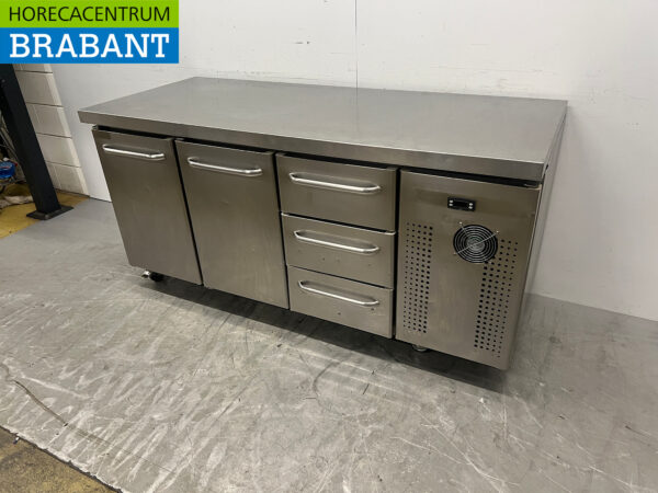 Stainless steel Gram Mobile Refrigerated Workbench 2 doors and 3 drawers 172.5 cm 230V Horeca - Image 2