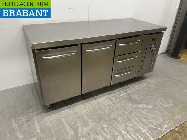 Stainless steel Gram Mobile Refrigerated Workbench 2 doors and 3 drawers 172.5 cm 230V Horeca - Image 3