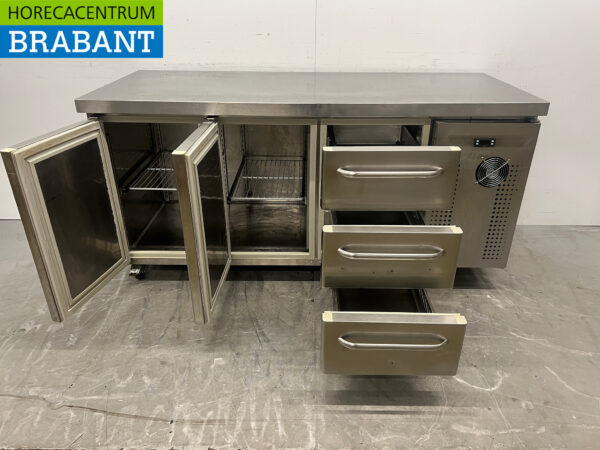 Stainless steel Gram Mobile Refrigerated Workbench 2 doors and 3 drawers 172.5 cm 230V Horeca - Image 4