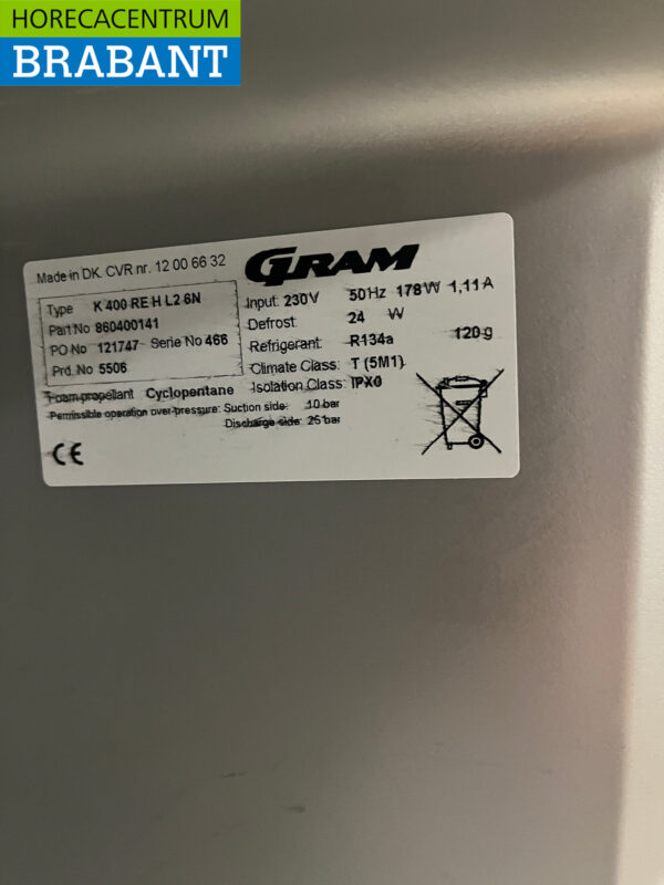 Stainless steel Gram Cooling Refrigeration 346 liters 230V Catering - Image 5