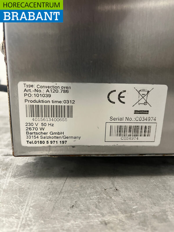 Stainless steel Bartscher AT90 Hot air oven 230V Horeca - Image 5