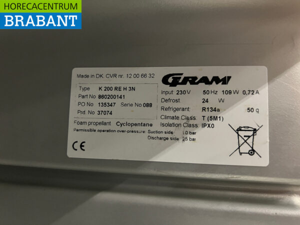 Stainless steel Gram refrigerator 166 liters 230V Catering - Image 5