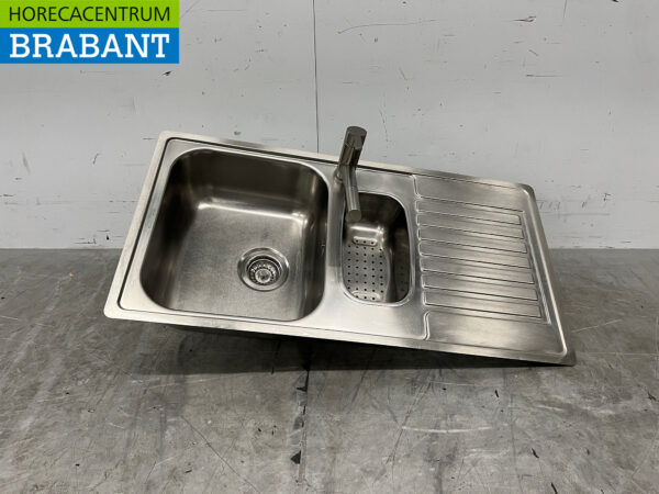 Stainless steel sink top with faucet 94 x 49 cm Catering
