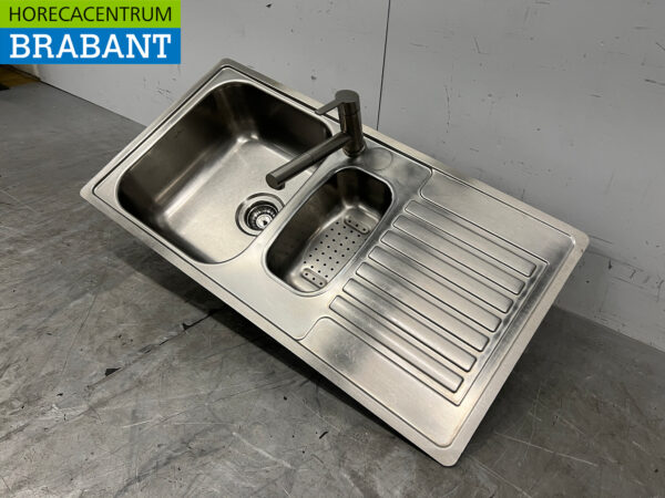 Stainless steel sink top with faucet 94 x 49 cm Catering - Image 2