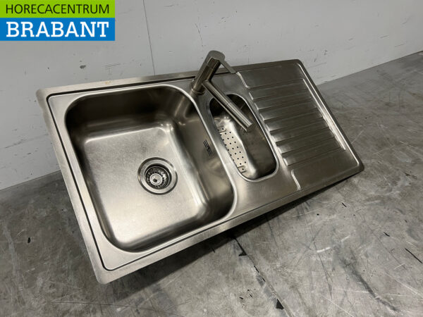 Stainless steel sink top with faucet 94 x 49 cm Catering - Image 3