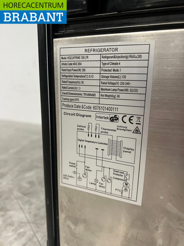 Top-mounted Refrigerated Patisserie Display Case 130 liters 230V Catering - Image 6