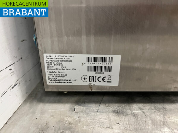 Stainless steel Bartscher AT90 Hot air oven 230V Horeca - Image 5