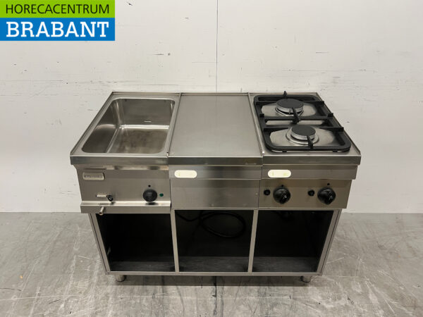 Stainless steel Electrolux Baking line Bainmarie and 2 burner Natural gas 105 cm 230V + Gas Horeca