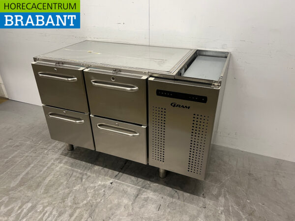 Stainless steel Gram Refrigerated Workbench 129 cm 4 drawers 230V Catering - Image 2