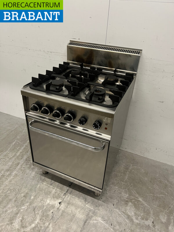 Stainless steel Mareno 4 burner stove with oven 60 cm Gas + 230V Horeca - Image 2