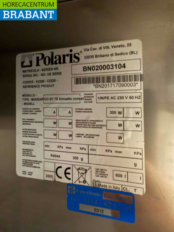 Stainless steel Polaris Freezer freezer cabinet 600 liters 230V Horeca - Image 5