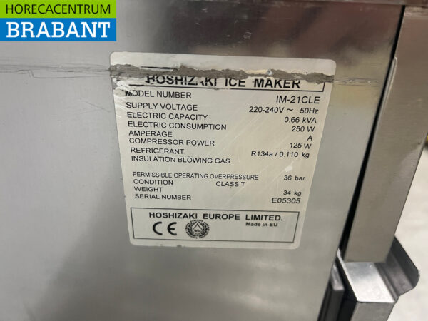 Stainless steel Hoshizaki IM-21CLE with 11.5 kg bunker Produces 22 kg per day 230V Horeca - Image 5