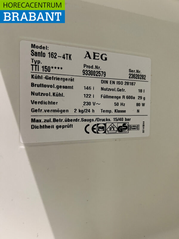 AEG Table Top Refrigerator with Freezer 146 liters 230V Catering - Image 5