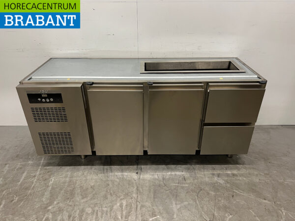 Stainless steel Sagi Refrigerated Workbench 2 doors and 2 drawers 185 cm 230v Catering