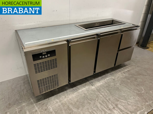 Stainless steel Sagi Refrigerated Workbench 2 doors and 2 drawers 185 cm 230v Catering - Image 3