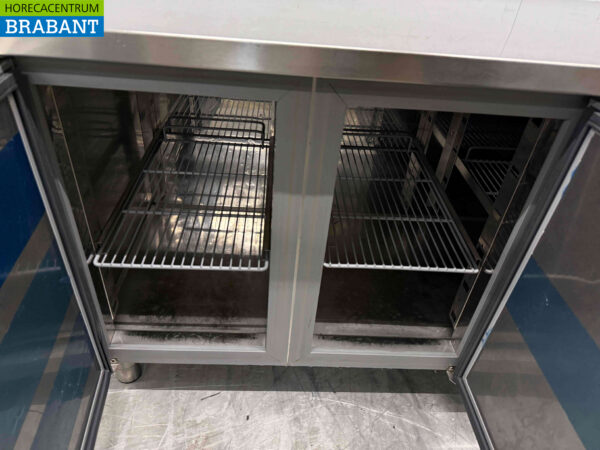 Stainless steel Tecnodom Refrigerated Workbench 3 doors and 2 drawers 232,5 cm 230V Horeca - Image 5