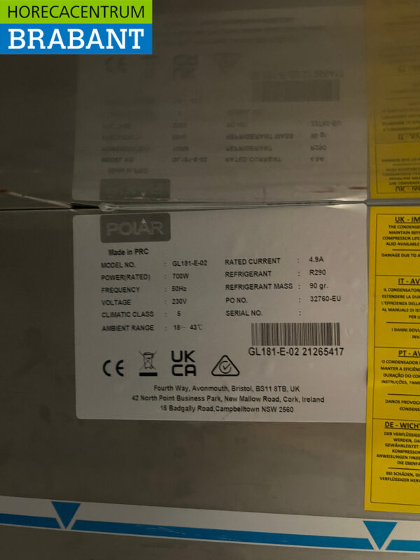 Stainless steel Polar Patiserie Freezer 850 liters 230V Catering Bakery - Image 5