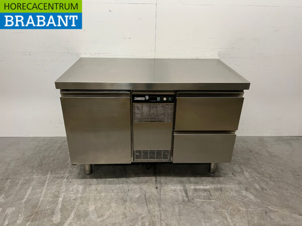 Stainless steel Zanussi Refrigerated Workbench 1 door and 2 drawers 127.5 cm 230V Horeca