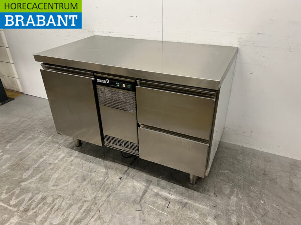 Stainless steel Zanussi Refrigerated Workbench 1 door and 2 drawers 127.5 cm 230V Horeca - Image 2