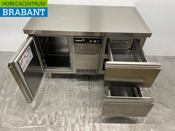 Stainless steel Zanussi Refrigerated Workbench 1 door and 2 drawers 127.5 cm 230V Horeca - Image 4