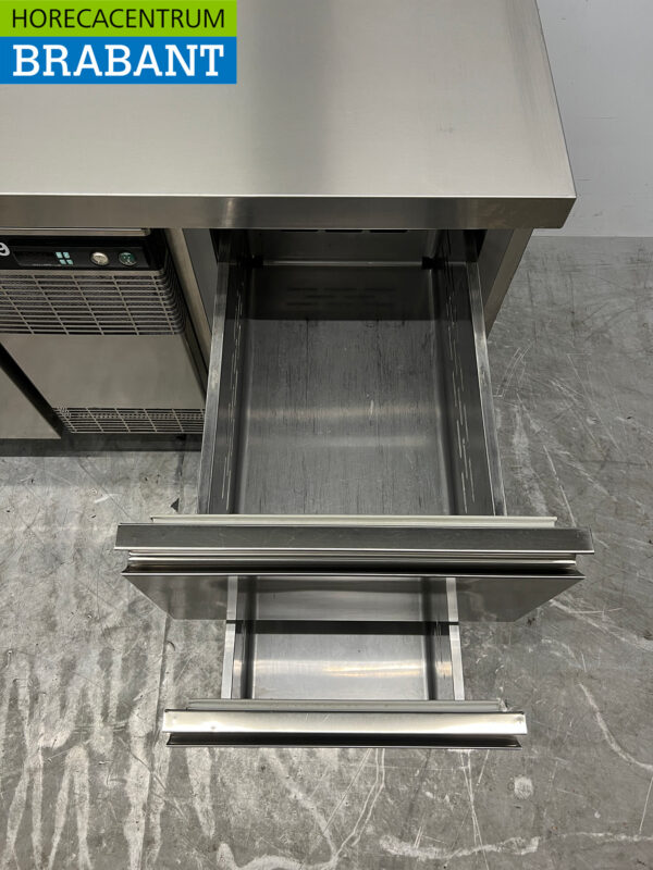 Stainless steel Zanussi Refrigerated Workbench 1 door and 2 drawers 127.5 cm 230V Horeca - Image 5